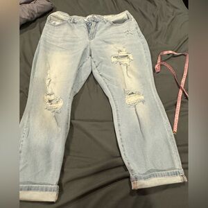 Judy Blue size 20W boyfriend fit jeans, cropped and rolled up hem